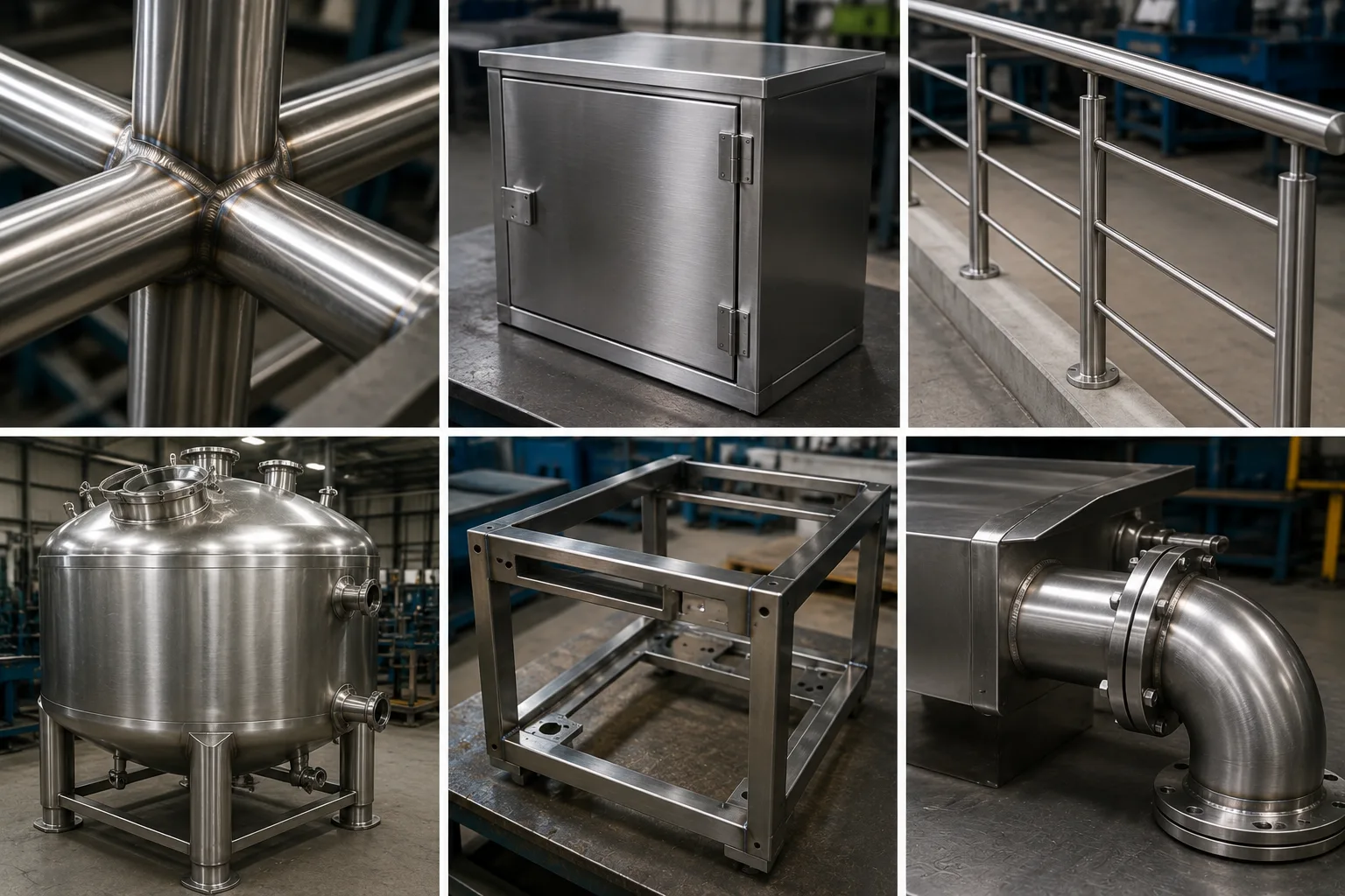 Polished finished stainless steel fabricated rails components Planet Industries